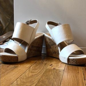 White wedge heels barely worn